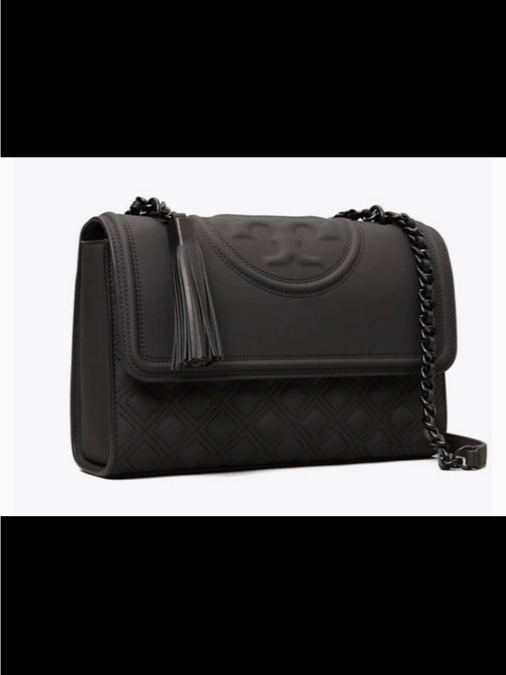 Tory Burch Black Quilted Shoulder Bag with Chain Strap